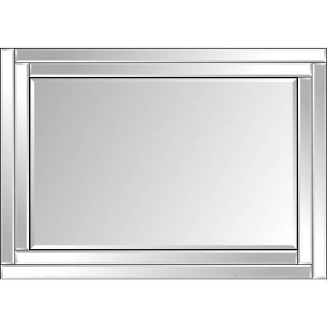 Luxford Bevelled Double Framed All Glass Wall Mirror 100 x 70cm - Black - MirrorOutlet - Wilko - image 1