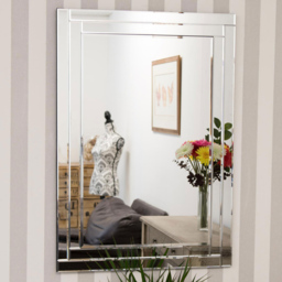 Luxford Bevelled Double Framed All Glass Wall Mirror 100 x 70cm - Black - MirrorOutlet - Wilko - thumbnail 3