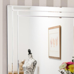 Luxford Bevelled Double Framed All Glass Wall Mirror 100 x 70cm - Black - MirrorOutlet - Wilko - thumbnail 4