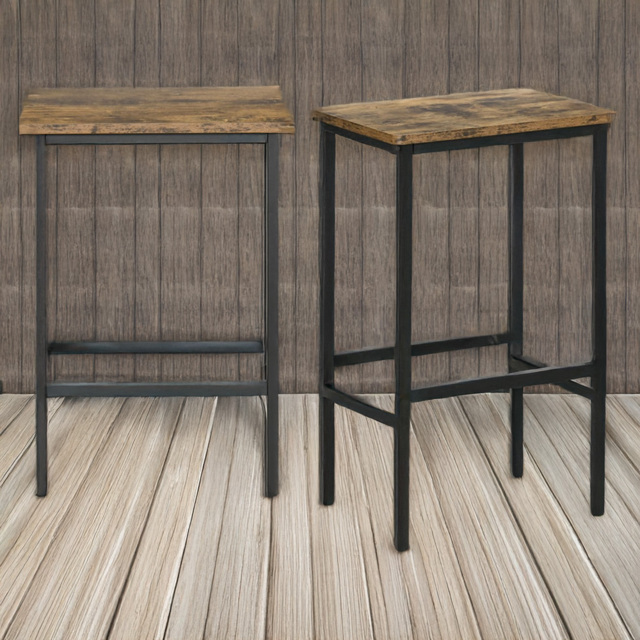 Portland Rustic Brown Industrial Bar Stool Set of 2 - Wilko - image 1
