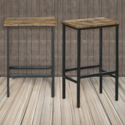 Portland Rustic Brown Industrial Bar Stool Set of 2 - Wilko - thumbnail 1
