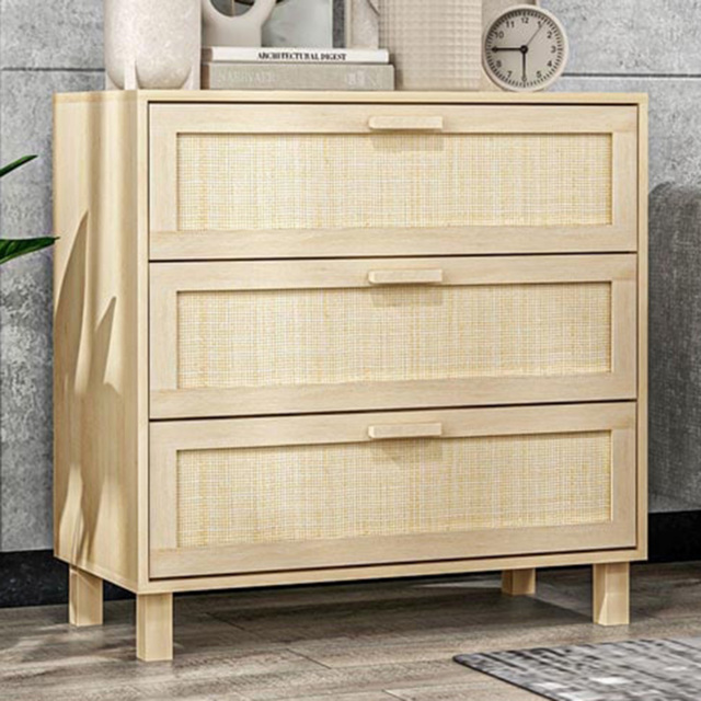 Portland Natural Wooden 3 Drawer Storage Cabinet - Size: 80 x 40 x 80cm - Wilko - image 1