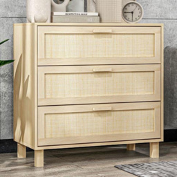 Portland Natural Wooden 3 Drawer Storage Cabinet - Size: 80 x 40 x 80cm - Wilko