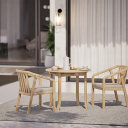 Royalcraft Maris 2 Seate Light Teak Acacia Wood Round Outdoor Bistro Set - Size: 2 Seater - Natural - Wilko - thumbnail 7