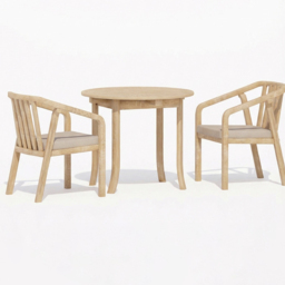 Royalcraft Maris 2 Seate Light Teak Acacia Wood Round Outdoor Bistro Set - Size: 2 Seater - Natural - Wilko - thumbnail 6