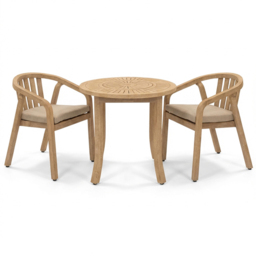 Royalcraft Maris 2 Seate Light Teak Acacia Wood Round Outdoor Bistro Set - Size: 2 Seater - Natural - Wilko - thumbnail 3
