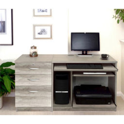 R White Cabinets 2 Drawer Single Cabinet Set-06 Computer Desk Grey - Size: 72.8 x 132.9 x 54cm - Wilko - thumbnail 5