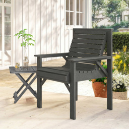 Outsunny Grey Wooden Garden Dining Chair with Curved Seat - Size: 90 x 66 x 65cm - Grey Embossed Finish - Wilko - thumbnail 3