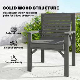 Outsunny Grey Wooden Garden Dining Chair with Curved Seat - Size: 90 x 66 x 65cm - Grey Embossed Finish - Wilko - thumbnail 6