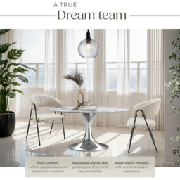 tectake Bedano Set of 2 Greige Dining Chair - Grey - Wilko - thumbnail 6