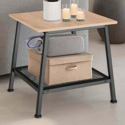 tectake Bedford Single Shelf Oak Bedside Table - Brown - Wilko