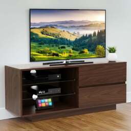 Centurion Supports Gallus 2 Drawer 3 Shelf Premium Walnut TV Unit - Size: 47.5 x 110 x 39.5cm - Brown - Wilko
