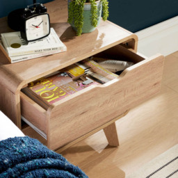 Home Source 2 Drawer Oak Bedside Table - Brown - Wilko - thumbnail 7