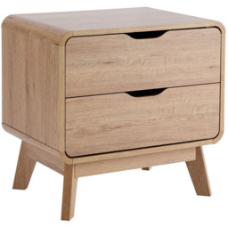 Home Source 2 Drawer Oak Bedside Table - Brown - Wilko - thumbnail 3