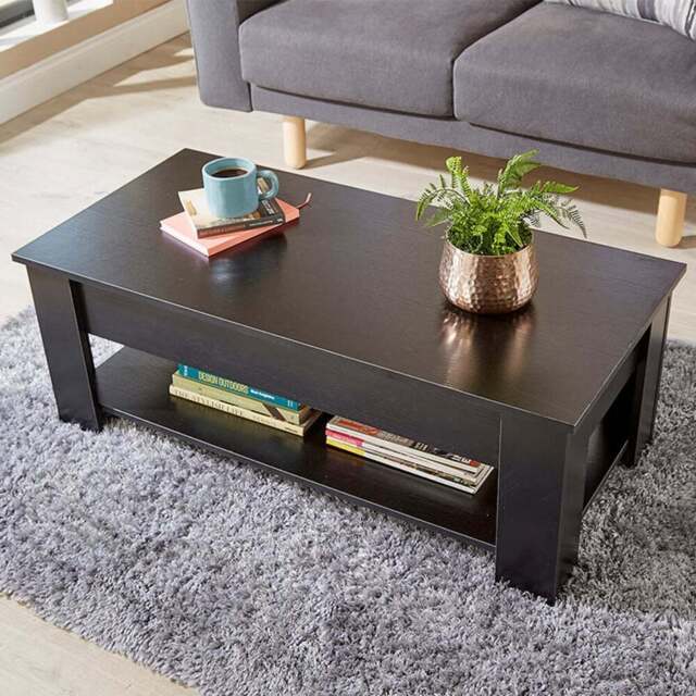 Home Source Orlando Single Shelf Black Lift Up Storage Coffee Table - Size: 51 x 50 x 100cm - Wilko - image 1