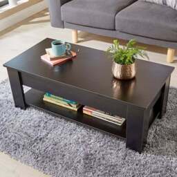 Home Source Orlando Single Shelf Black Lift Up Storage Coffee Table - Size: 51 x 50 x 100cm - Wilko