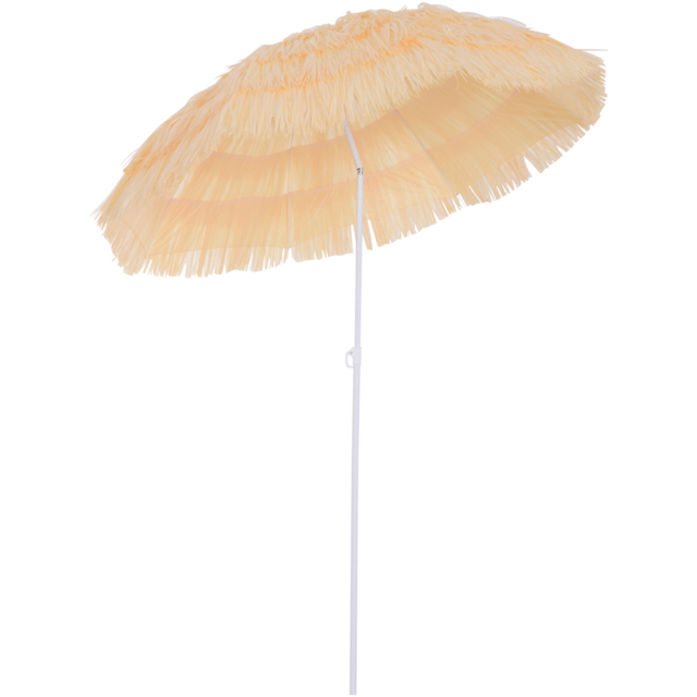 Outsunny Outdoor Sun Umbrella Sunshade Hawaiian Folding Tilting Crank Parasol Wheat - Size: 190 x 160 x 160cm - Yellow - Wilko - image 1