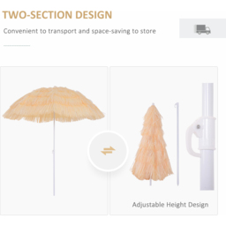 Outsunny Outdoor Sun Umbrella Sunshade Hawaiian Folding Tilting Crank Parasol Wheat - Size: 190 x 160 x 160cm - Yellow - Wilko - thumbnail 7