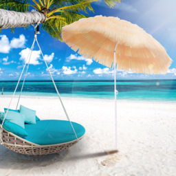 Outsunny Outdoor Sun Umbrella Sunshade Hawaiian Folding Tilting Crank Parasol Wheat - Size: 190 x 160 x 160cm - Yellow - Wilko - thumbnail 3