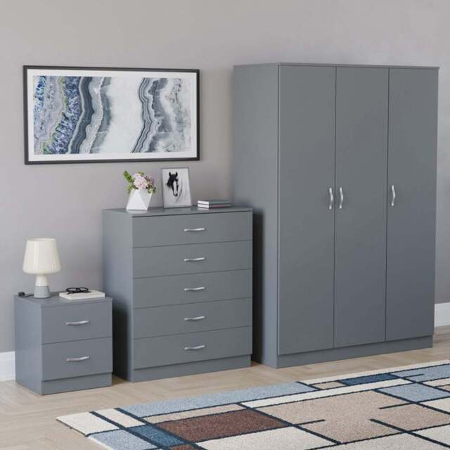 Vida Designs Riano Grey 3 Piece Bedroom Furniture Set - Wilko - image 1