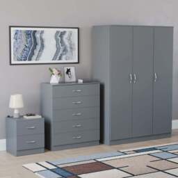 VIDA DESIGNS Riano Grey 3 Piece Bedroom Furniture Set - Wilko