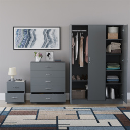 Vida Designs Riano Grey 3 Piece Bedroom Furniture Set - Wilko - thumbnail 4