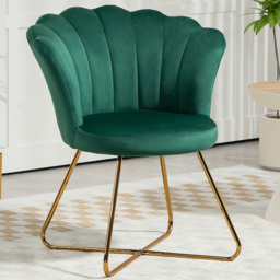 HOMCOM Green Velvet Tufted Accent Chair with Lotus Backrest - Size: Single - Wilko