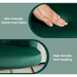 HOMCOM Green Velvet Tufted Accent Chair with Lotus Backrest - Size: Single - Wilko - thumbnail 7