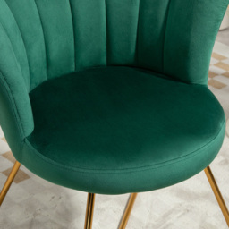 HOMCOM Green Velvet Tufted Accent Chair with Lotus Backrest - Size: Single - Wilko - thumbnail 4