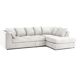 Luxor 4 Seater Silver Jumbo Cord Right Hand Facing Scatter Back L Shaped Corner Sofa Set - Wilko - thumbnail 3