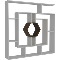 Decorotika Labrina 12 Shelf White and Walnut Hexagonal Geometric Bookcase - Size: 134 x 134 x 22cm - Multi - Wilko - thumbnail 3