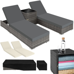 tectake Grey Aluminium Frame Adjustable Sun Lounger Set of 2 - Size: 21 x 60 x 184cm - Wilko - thumbnail 3