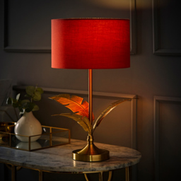 ValueLights Christina Rust Red and Gold Palm Leaf Single Stem Table Lamp and Bulb - Size: 47.5 x 29 x 29cm - Wilko - thumbnail 7