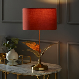 ValueLights Christina Rust Red and Gold Palm Leaf Single Stem Table Lamp and Bulb - Size: 47.5 x 29 x 29cm - Wilko - thumbnail 3