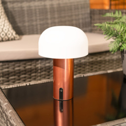 ValueLights Calhoun Copper Rechargeable LED Mushroom Table Lamp - Size: 22 x 15 x 15cm - Orange - Wilko - thumbnail 5