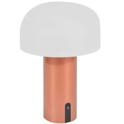 ValueLights Calhoun Copper Rechargeable LED Mushroom Table Lamp - Size: 22 x 15 x 15cm - Orange - Wilko