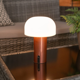 ValueLights Calhoun Copper Rechargeable LED Mushroom Table Lamp - Size: 22 x 15 x 15cm - Orange - Wilko - thumbnail 3