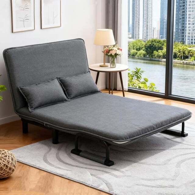 Alivio 2-in-1 Double Grey Adjustable Backrest Foldable Sofa Bed - Size: 2 Seater - Wilko - image 1
