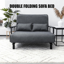 Alivio 2-in-1 Double Grey Adjustable Backrest Foldable Sofa Bed - Size: 2 Seater - Wilko - thumbnail 7