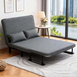 Alivio 2-in-1 Double Grey Adjustable Backrest Foldable Sofa Bed - Size: 2 Seater - Wilko - thumbnail 1
