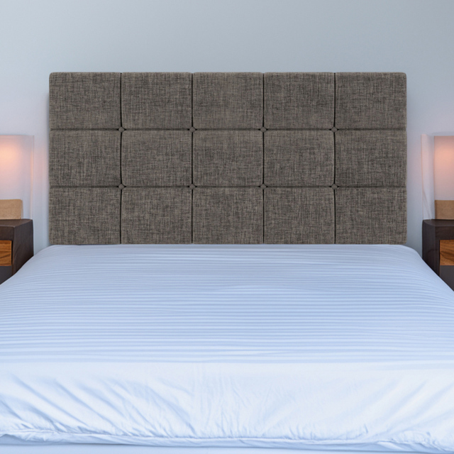Bedmaster Small Double Slate Linen Pearl Squared Headboard - Grey - Wilko - image 1