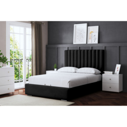 DS Living Evangeline Double Black Upholstered Bed Frame with Headboard - Wilko - thumbnail 6