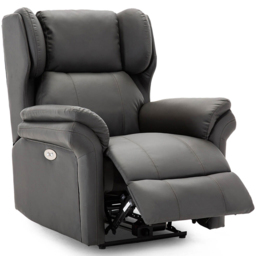 Furniture Online Slate Bonded Leather Wingback Electric Recliner Chair with USB Port - Size: 108 x 89 x 97cm - Wilko - thumbnail 4