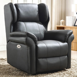 Furniture Online Slate Bonded Leather Wingback Electric Recliner Chair with USB Port - Size: 108 x 89 x 97cm - Wilko