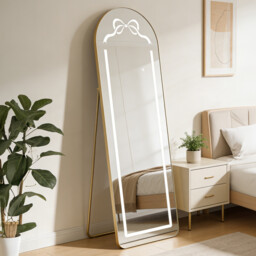 Standing LED Bow Mirror Gold - Wilko - thumbnail 2