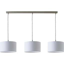 ValueLights Reni White Drum Shade 3 Drop Bar Chrome Diner LED Ceiling Pendant Light - Size: 123.5 x 98 x 25cm - Black - Wilko - thumbnail 1