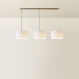 ValueLights Reni White Drum Shade 3 Drop Bar Chrome Diner LED Ceiling Pendant Light - Size: 123.5 x 98 x 25cm - Black - Wilko - thumbnail 6