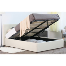 Brooklyn Double Cream Fabric Gas Lift Ottoman Bed - Wilko - thumbnail 4