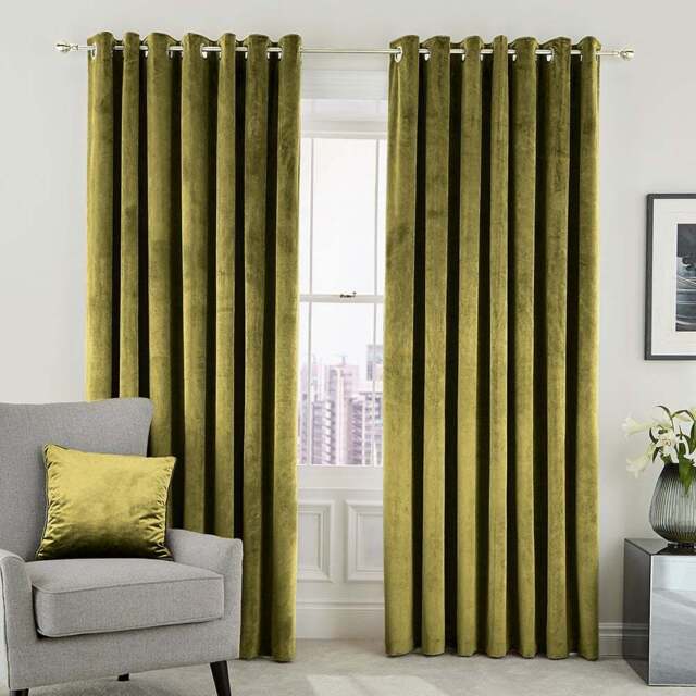 Helena Springfield Escala Lined Olive Curtains 168 x 229cm - Size: W 168 x D 229cm - Wilko - image 1