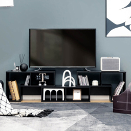 Costway Black Convertible TV Stand Set of 3 - Size: 76.2 x 38.1 x 20.32cm - Wilko - thumbnail 1